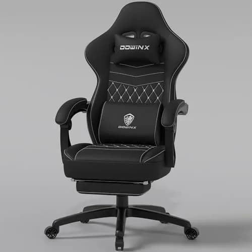 Dowinx Gaming Chair - Breathable Fabric with Gel Pad & Retractable Footrest | Ergonomic Comfort for Extended Sessions thumbnail 1