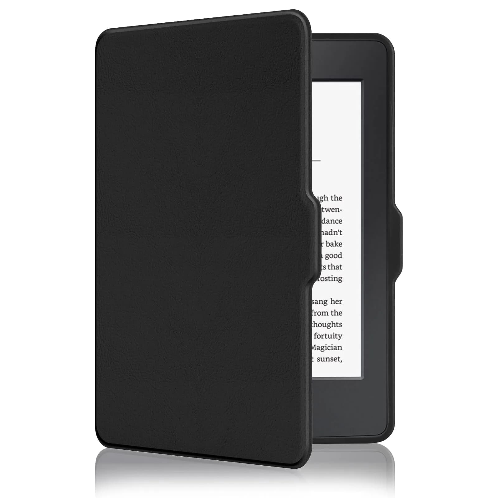 MOROCK Case for 6" Kindle Paperwhite 2012-2017 | Slim Lightweight PU Leather Auto Wake/Sleep Cover — Black