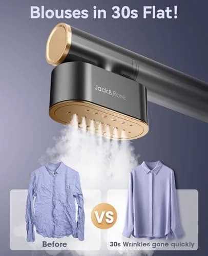Jack & Rose Travel Steamer for Clothes 100-220V | Portable Iron & Steamer 2-in-1, Large Ceramic Panel, Global & Europe thumbnail 4
