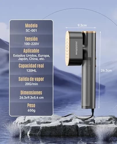 Jack & Rose Travel Steamer for Clothes 100-220V | Portable Iron & Steamer 2-in-1, Large Ceramic Panel, Global & Europe thumbnail 7