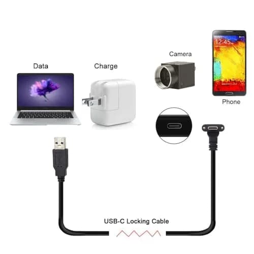 JSER USB 3.1 Type-C Dual Screw Locking Data Cable 2.0M | Secure Angled Connection for Camera thumbnail 4