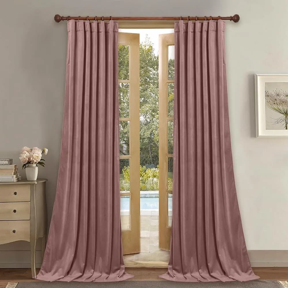 StangH Wild Rose Pink Velvet Curtains Nursery Privacy | Room Darkening, Energy Saving, Elegant