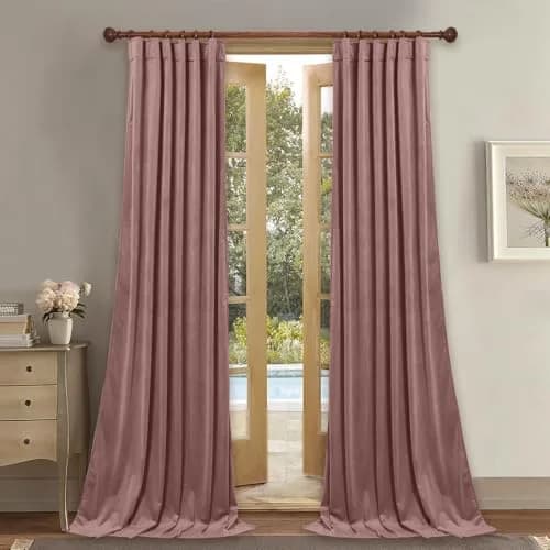 StangH Wild Rose Pink Velvet Curtains Nursery Privacy | Room Darkening, Energy Saving, Elegant thumbnail 1