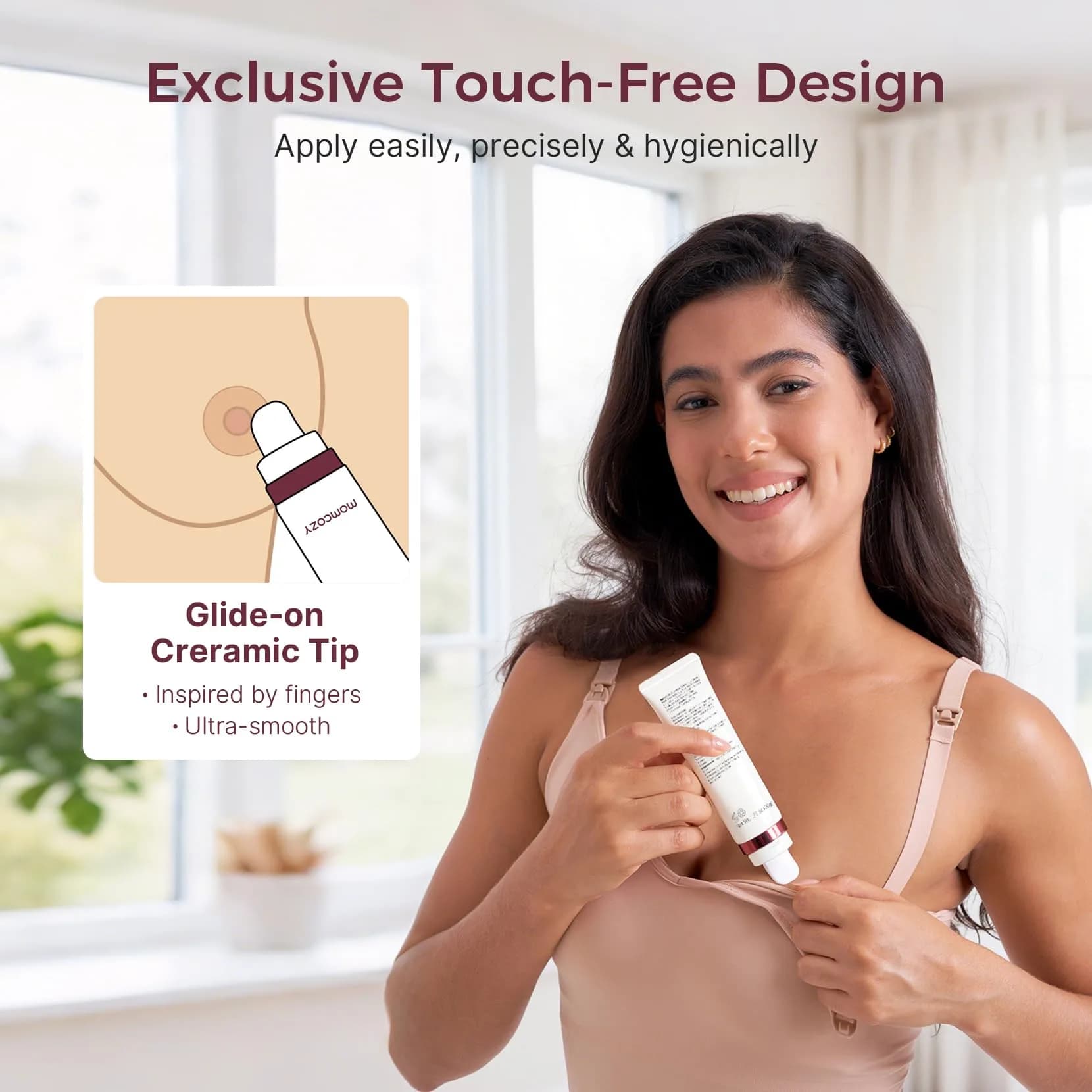 Momcozy Cooling Nipple Cream with Ceramic Applicator, Safe for Breastfeeding, 1.76oz | Plant-Based Relief for Cracked Nipples - view 2
