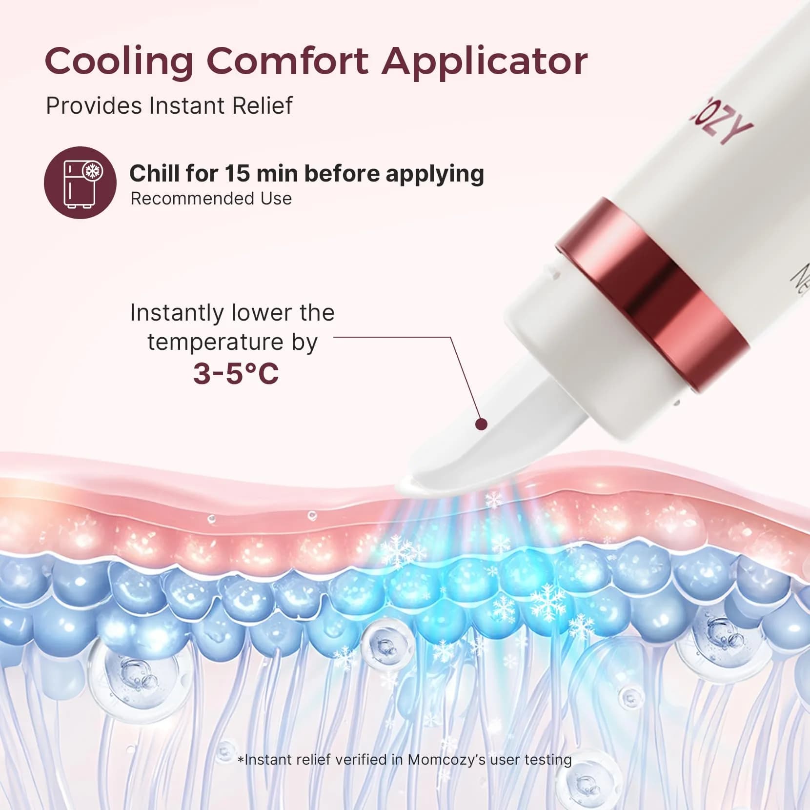 Momcozy Cooling Nipple Cream with Ceramic Applicator, Safe for Breastfeeding, 1.76oz | Plant-Based Relief for Cracked Nipples - view 3