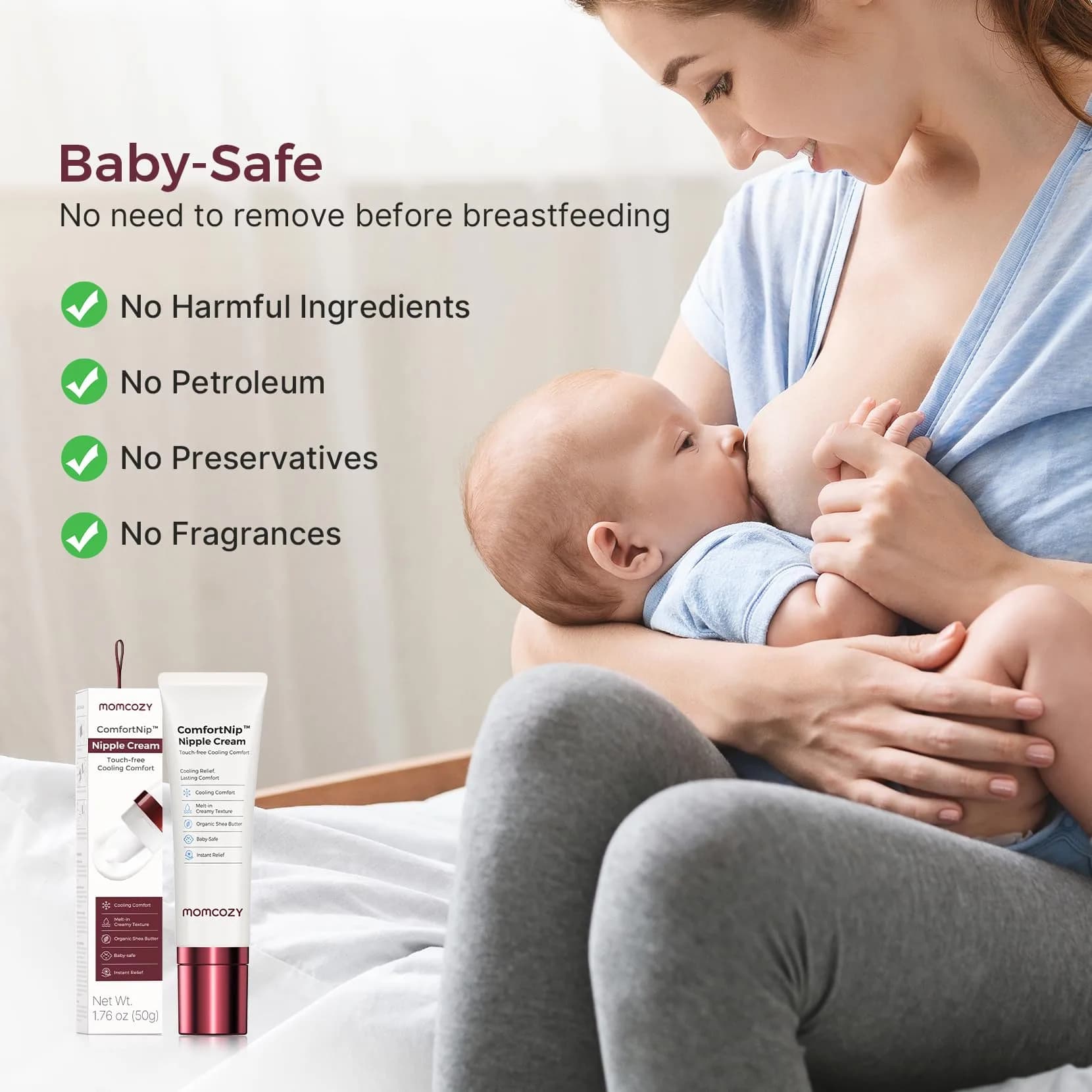 Momcozy Cooling Nipple Cream with Ceramic Applicator, Safe for Breastfeeding, 1.76oz | Plant-Based Relief for Cracked Nipples - view 5