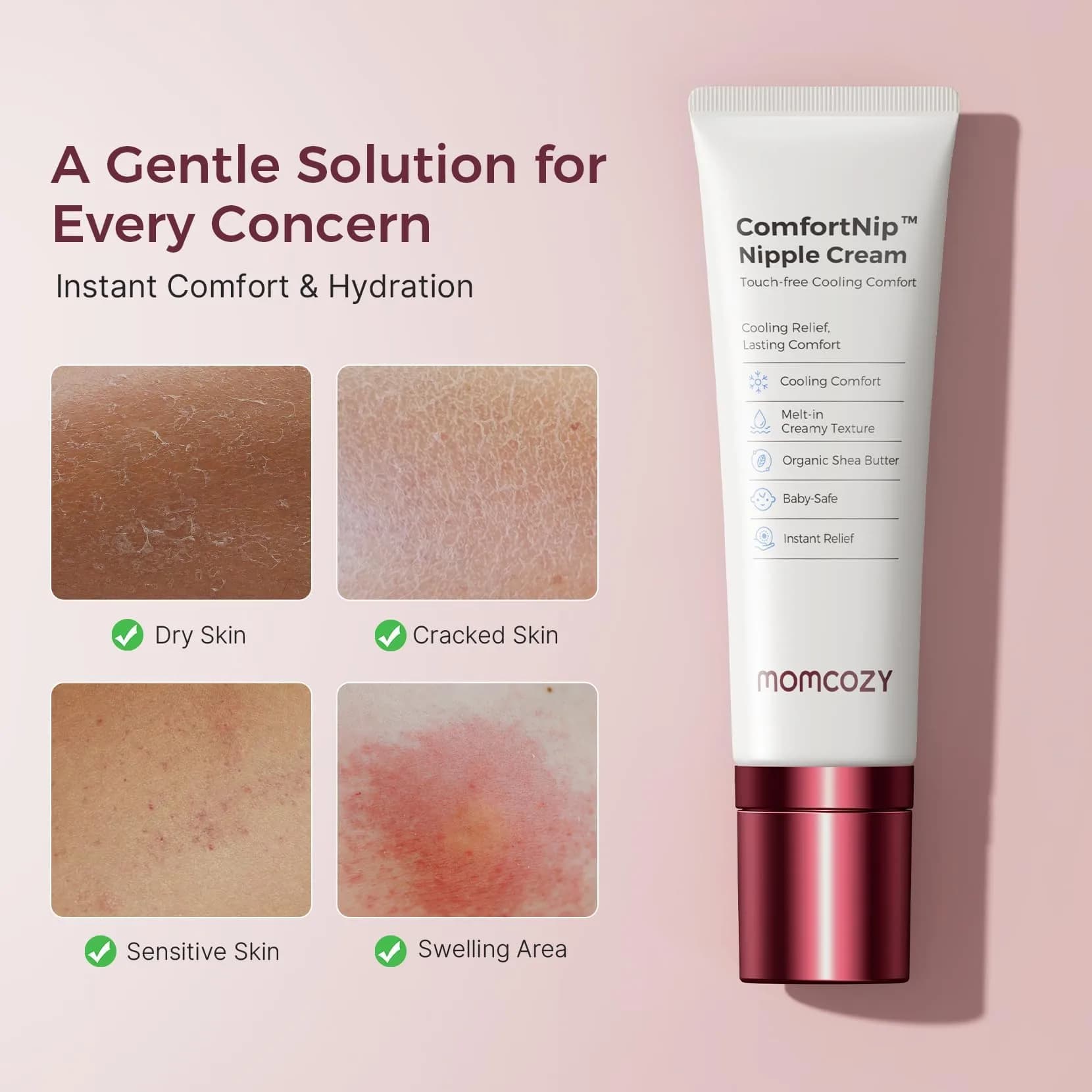 Momcozy Cooling Nipple Cream with Ceramic Applicator, Safe for Breastfeeding, 1.76oz | Plant-Based Relief for Cracked Nipples - view 6