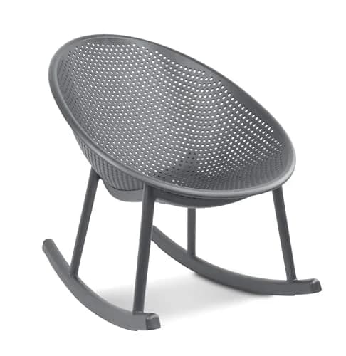2xhome Set of 2 Patio Rocking Chairs | Oval Egg Shaped Lounge Rocker | All Weather Plastic | Modern Accent Side Chair for Indoor or Outdoor Use, Gray thumbnail 6