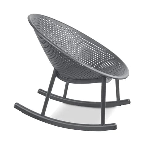 2xhome Set of 2 Patio Rocking Chairs | Oval Egg Shaped Lounge Rocker | All Weather Plastic | Modern Accent Side Chair for Indoor or Outdoor Use, Gray thumbnail 7