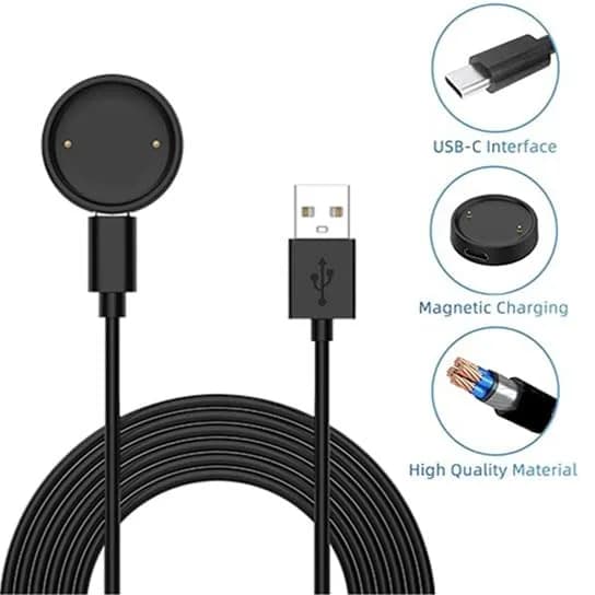 Xininyia 2-Pack Magnetic Smartwatch Charger Cable for Amazfit Bip 6/Active 2 Square, 100cm | Fast Charging Dock thumbnail 2
