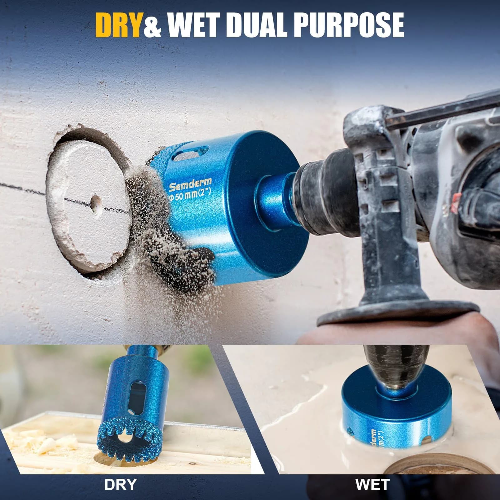 Semderm Diamond Hole Saw Kit 6mm-50mm (0.23in-1.97in) | Cuts Tile, Glass, Stone, Ceramic - view 7