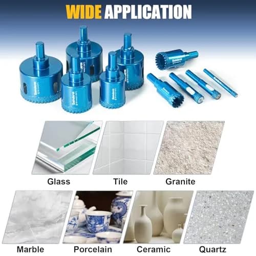 Semderm Diamond Hole Saw Kit 6mm-50mm (0.23in-1.97in) | Cuts Tile, Glass, Stone, Ceramic thumbnail 8