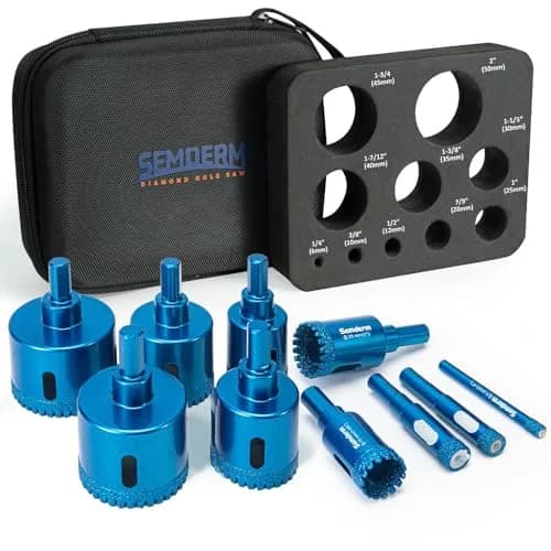 Semderm Diamond Hole Saw Set 10 PCS 3mm-30mm (1/4"-1 1/5") | Cuts Glass, Tile, Stone, Granite — 10 PCS Serrated Brazing Diamond Hole Saw