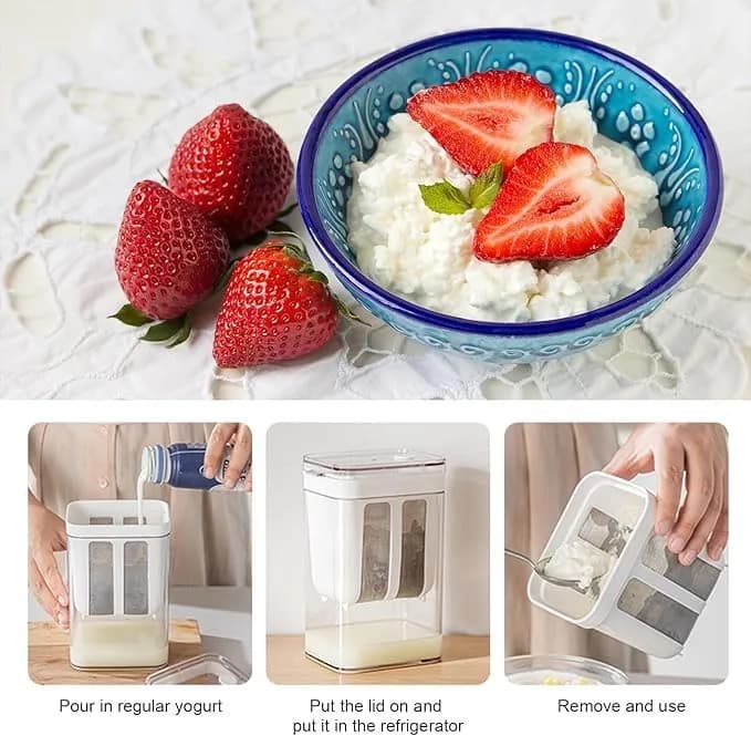 HOXXU Greek Yogurt Strainer 1800ml (1.9L) Fine Mesh Stainless Steel & BPA-Free Plastic with Lid | Homemade Greek Yogurt Maker thumbnail 9