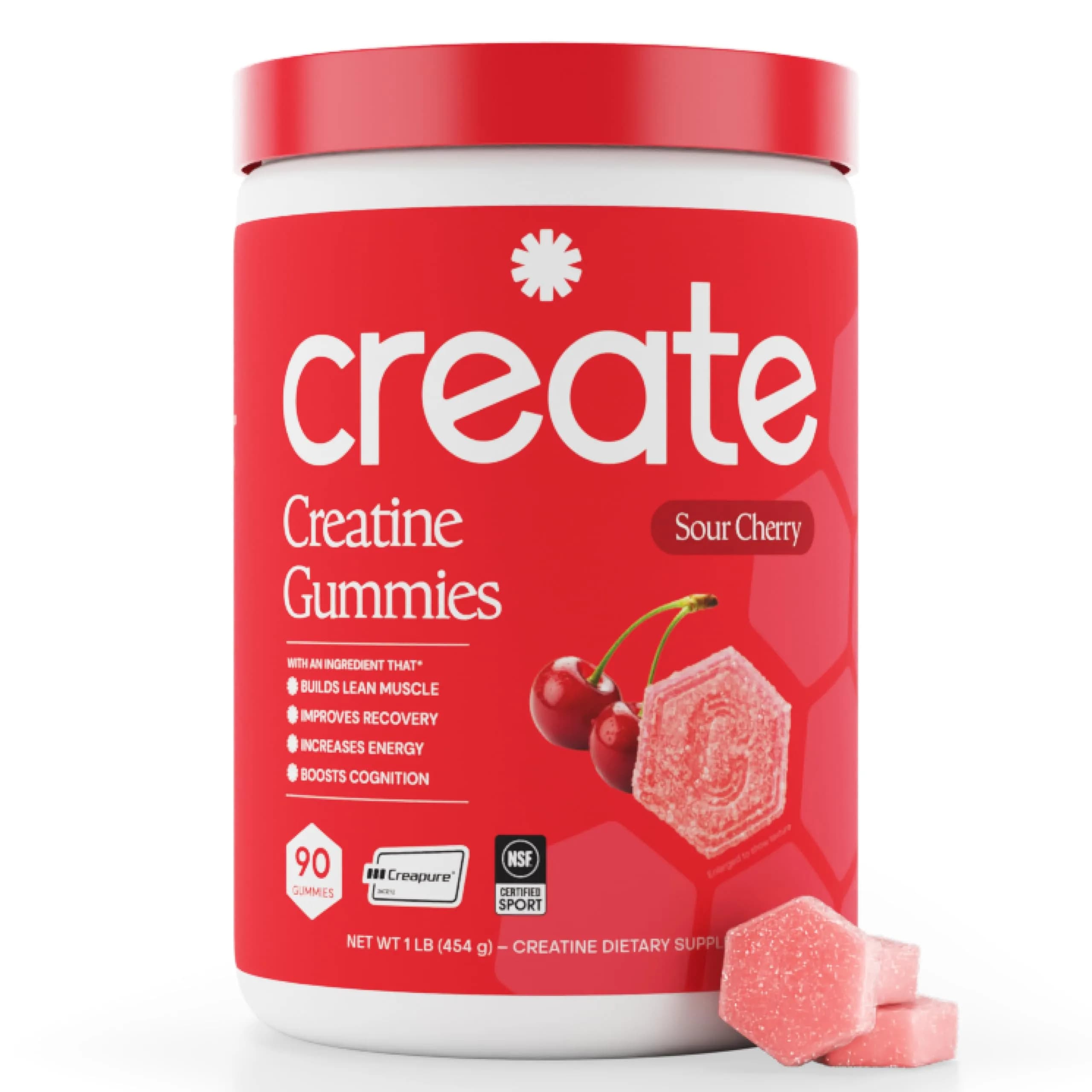 Create Creatine Monohydrate Gummies for Men & Women, Boost Focus, Strength, and Endurance, Anti-Melting Formula, Vegan, Gluten-Free, Non-GMO, 1.5g of Creatine per Gummy (90 Count) - main product image