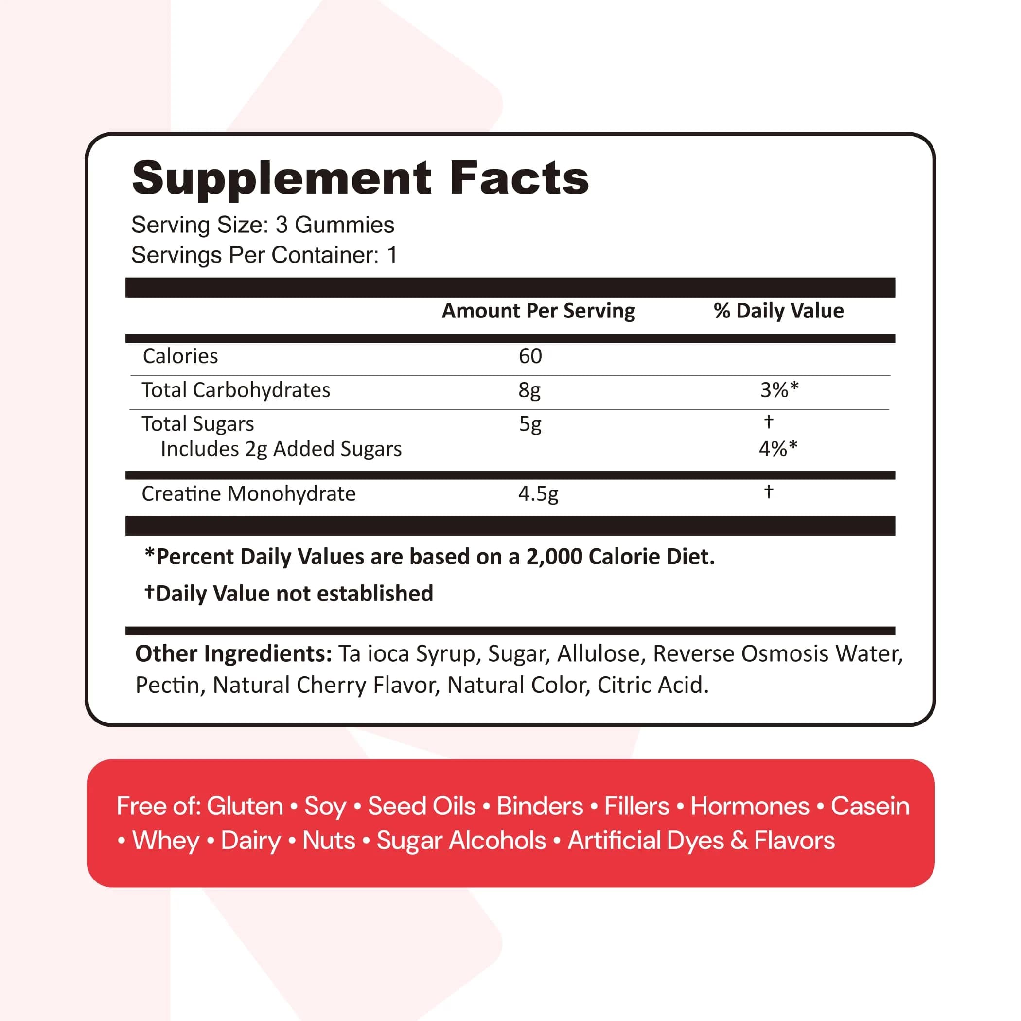 Create Creatine Monohydrate Gummies for Men & Women, Boost Focus, Strength, and Endurance, Anti-Melting Formula, Vegan, Gluten-Free, Non-GMO, 1.5g of Creatine per Gummy (90 Count) - view 9