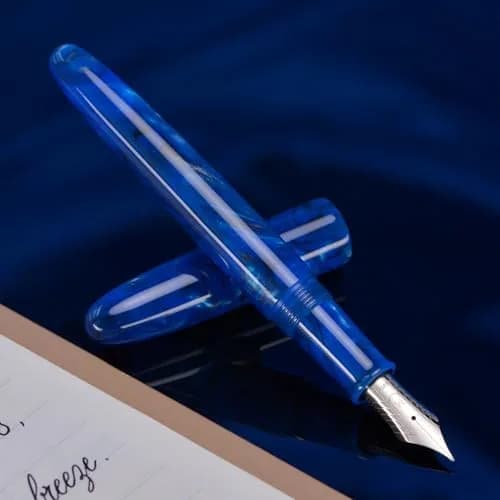 Asvine C80 Fountain Pen #8 Medium Nib Resin Collection Set with Converter (Cobalt Blue) | Handcrafted Writing Instrument thumbnail 4