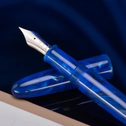 Asvine C80 Fountain Pen #8 Medium Nib Resin Collection Set with Converter (Cobalt Blue) | Handcrafted Writing Instrument thumbnail 5