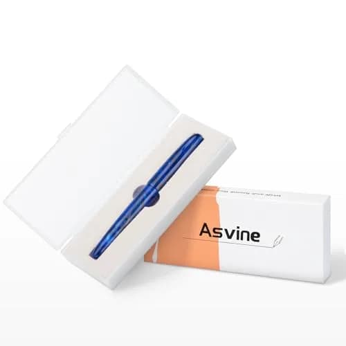 Asvine C80 Fountain Pen #8 Medium Nib Resin Collection Set with Converter (Cobalt Blue) | Handcrafted Writing Instrument thumbnail 6