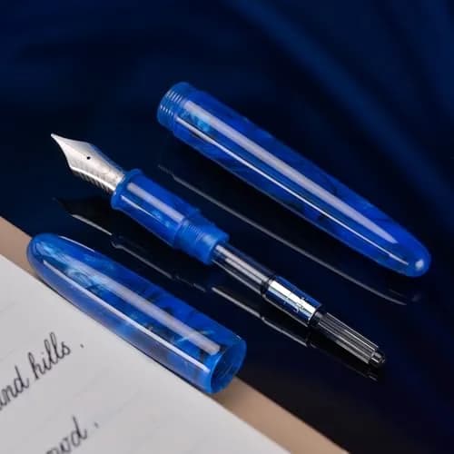 Asvine C80 Fountain Pen #8 Medium Nib Resin Collection Set with Converter (Cobalt Blue) | Handcrafted Writing Instrument thumbnail 8