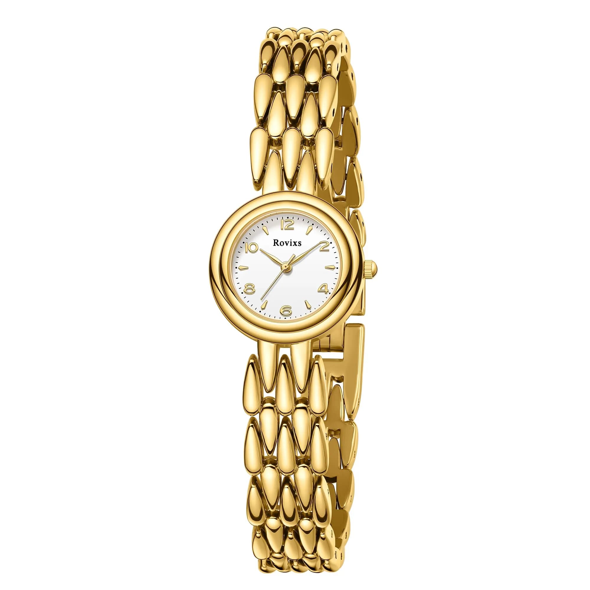 Rovixs Petite Vintage Women Watch, Japanese Quartz, Elegant Retro Water Resistant | Classic Design for Small Wrists