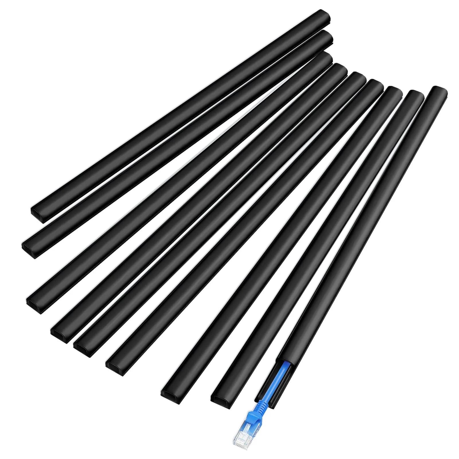 Delamu Mini Cable Wire Hider for Wall, 325 cm (128 in) Black | Conceals Single Thin Cord — Black