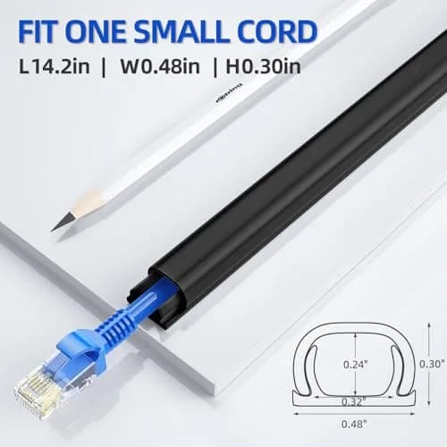 Delamu Mini Cable Wire Hider for Wall, 325 cm (128 in) Black | Conceals Single Thin Cord thumbnail 2
