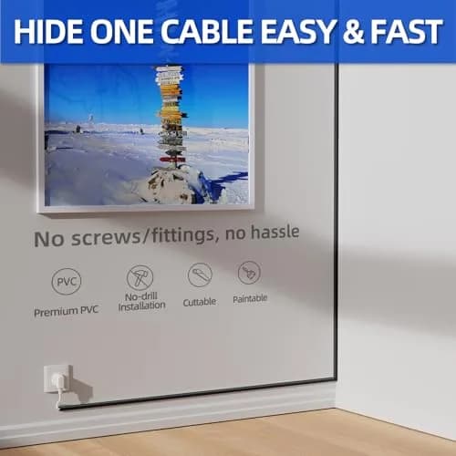 Delamu Mini Cable Wire Hider for Wall, 325 cm (128 in) Black | Conceals Single Thin Cord thumbnail 3
