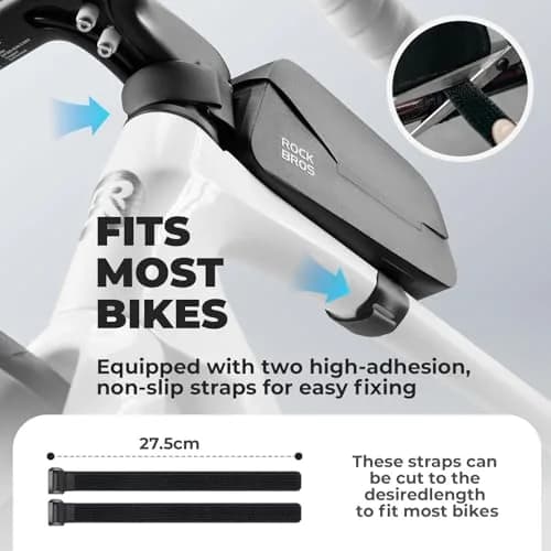 ROCKBROS Top Tube Bike Bag Waterproof Bike Frame Bag with Magnetic Flap L | Black-L, 0.24 kg (0.53 lb) thumbnail 5