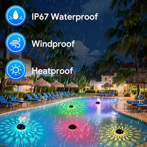 E ENERGETIC LIGHTING Solar Floating Pool Lights 5 Pack | IP67 Waterproof RGBW Color Change Decor thumbnail 4