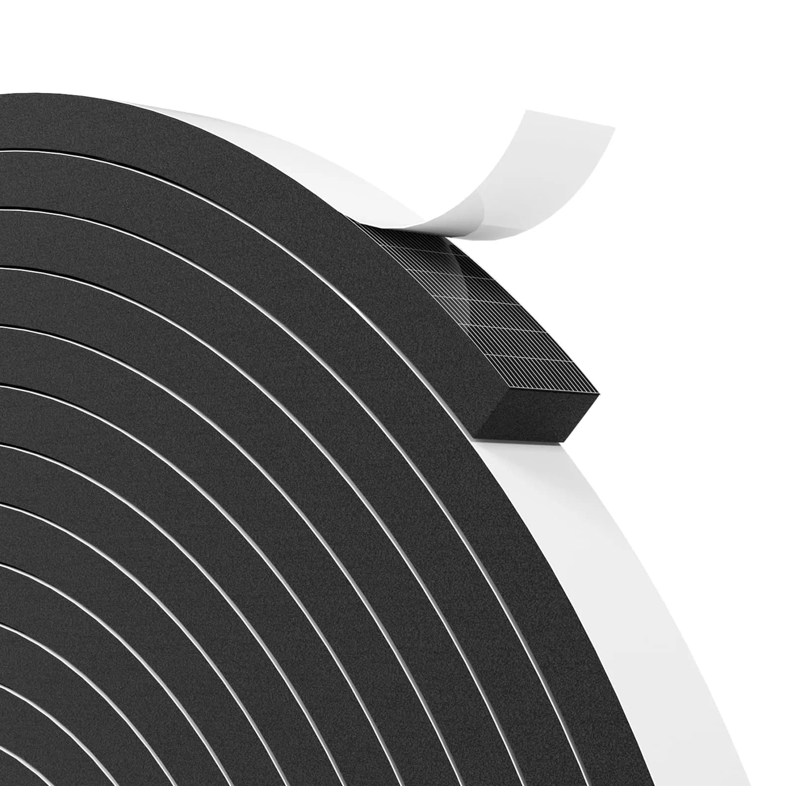 Bantie EVA Foam Weather Stripping Door Seal 10mm (1/2"×1/4") 10m (33ft) Black | Self-Adhesive for Doors & Windows