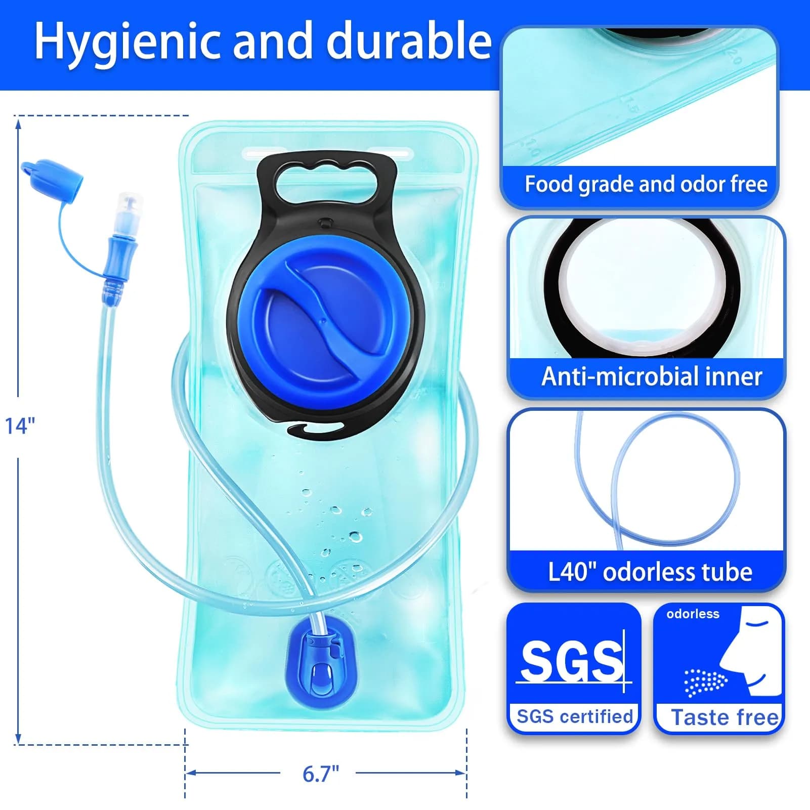 CHERAINTI Hydration Bladder 3L (9.5L x 21.3cm) | Military Green Water Reservoir for Backpacks - view 2