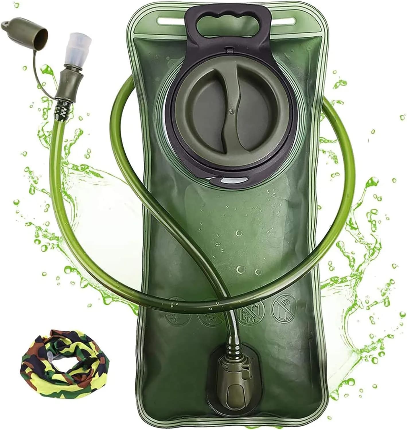 CHERAINTI 2.5L Military Green Hydration Bladder Water Reservoir for Backpacks - main product image