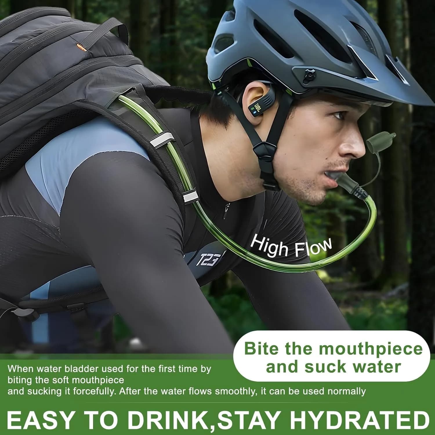 CHERAINTI 2.5L Hydration Bladder | Leak-Proof Water Reservoir for Backpacks, Green - view 6