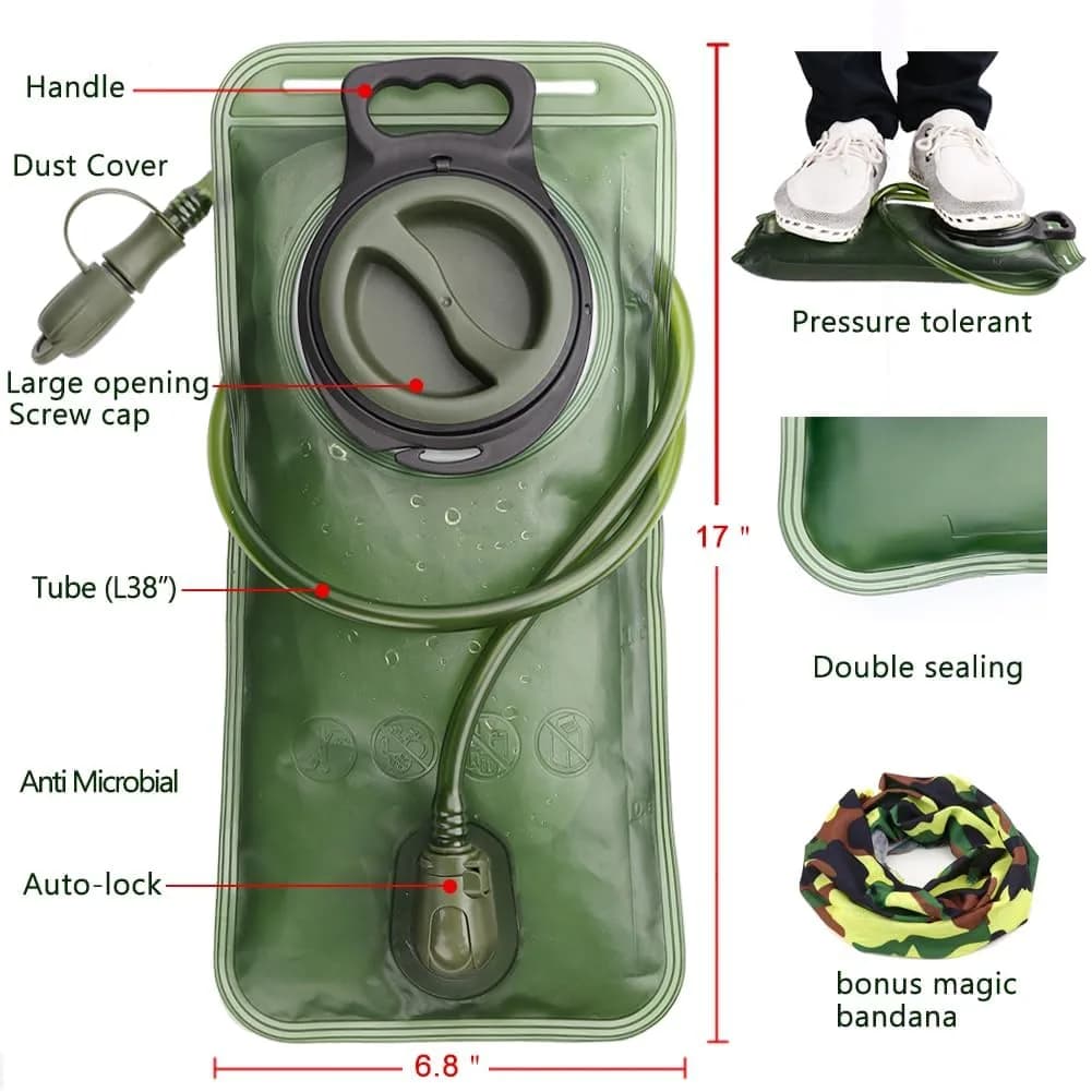 CHERAINTI 2.5L Military Green Hydration Bladder Water Reservoir for Backpacks - view 2