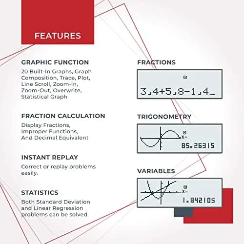 CATIGA Scientific Calculator CS-229 Graphing & Scientific Modes | 12-Digit LCD, Solar & Battery Power thumbnail 2
