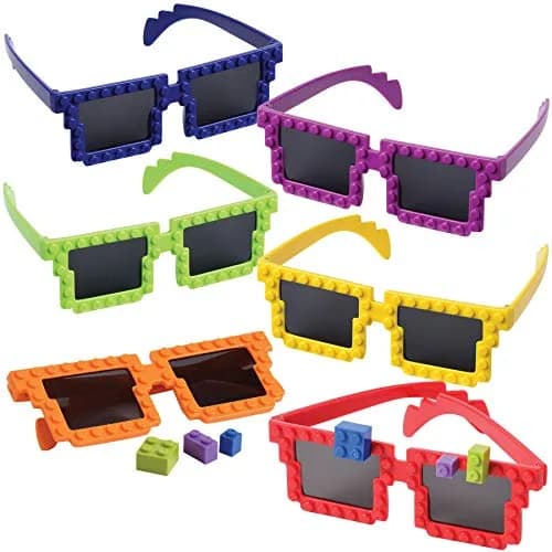 Bedwina Building Blocks Glasses - Pack of 24 | Neon Party Favors for Kids thumbnail 1