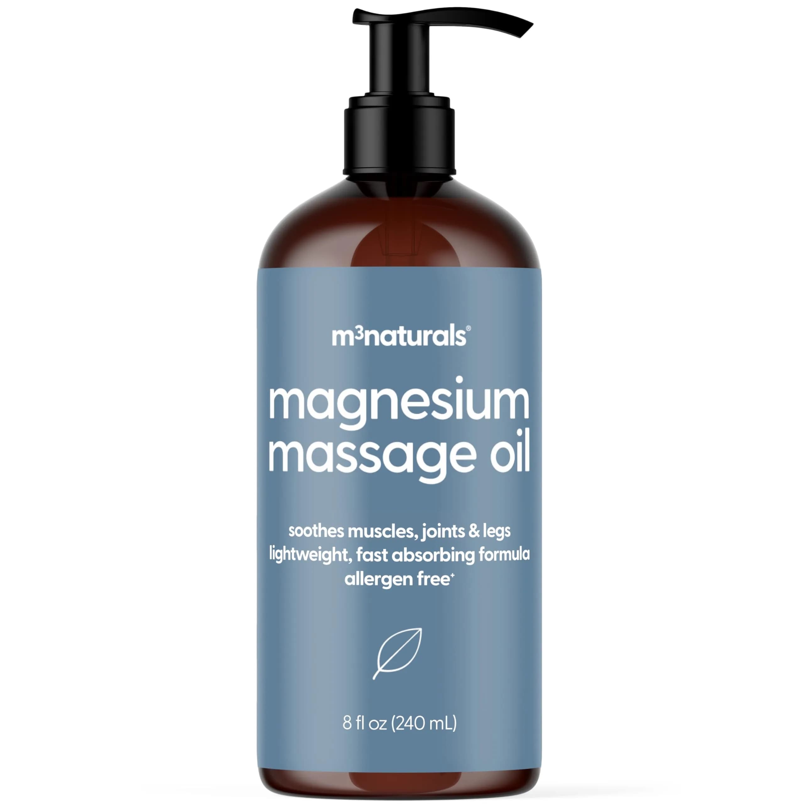 M3 Naturals Magnesium Massage Oil for Sore Muscles & Sleep, 237ml (8 fl oz) | USA Import for Muscle Relief & Recovery - main product image