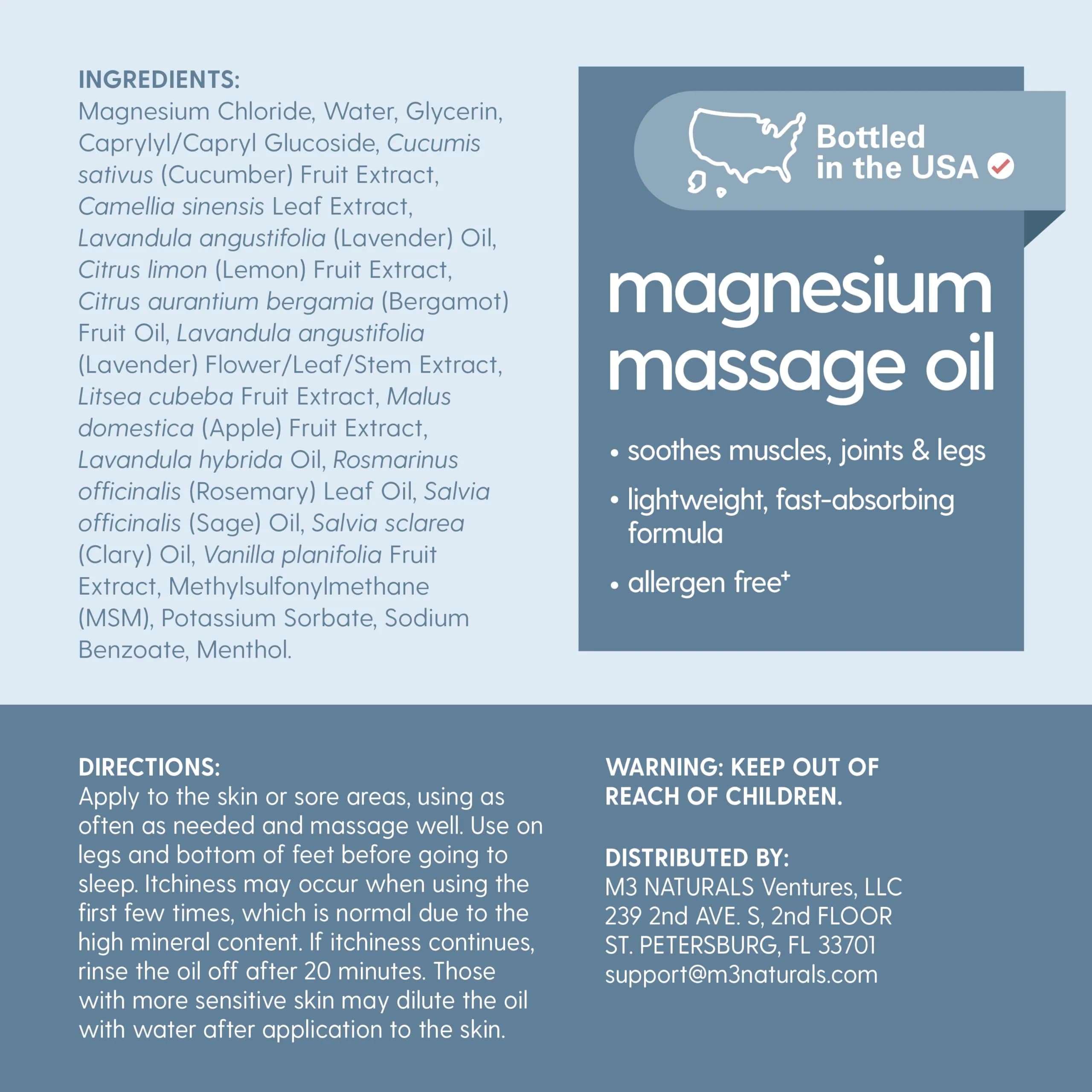 M3 Naturals Magnesium Massage Oil 237ml (8 Fl Oz) | Relieves Sore Muscles & Promotes Sleep - view 6