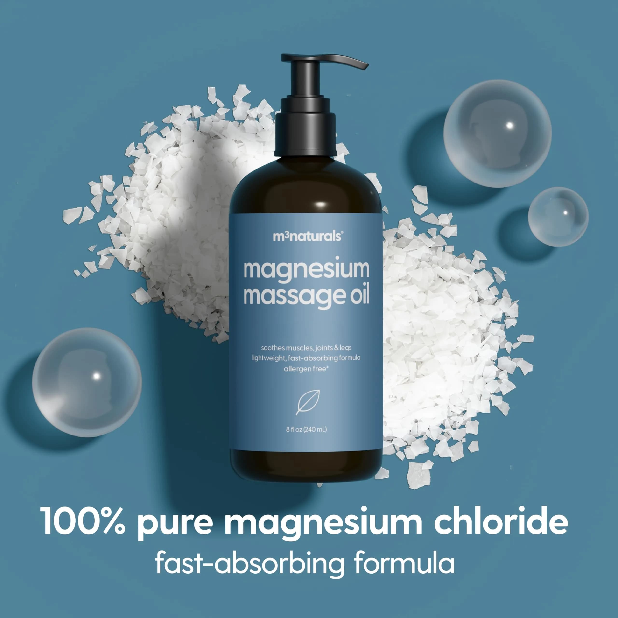 M3 Naturals Magnesium Massage Oil 237ml (8 Fl Oz) | Relieves Sore Muscles & Promotes Sleep - view 3