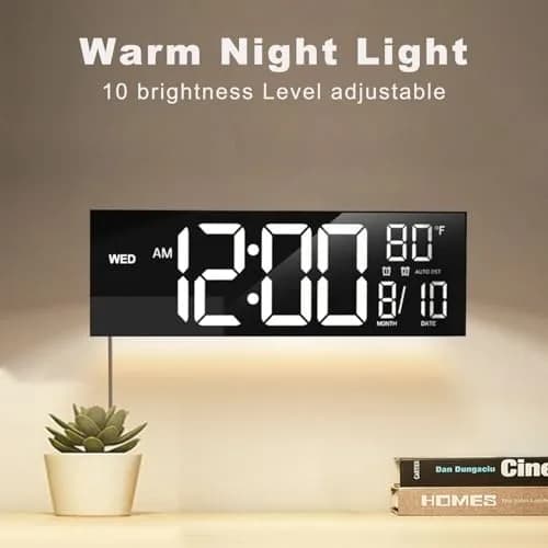 JALL 16" Digital Wall Clock with Alarm & Temperature | Large LED Display, Auto DST, Night Light, Plug-in (70-120c) thumbnail 7