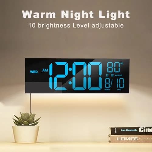 JALL 16" Digital Wall Clock with Timer & Alarm | Large LED Display, DST, Temperature, Blue thumbnail 7