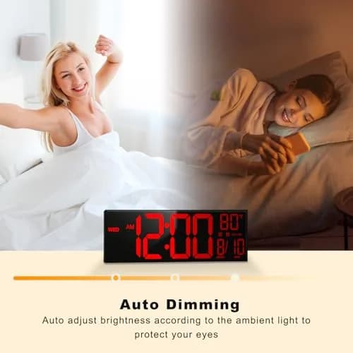 JALL 16" Large Digital Wall Clock with Alarm & Timer | Big LED Display, DST, Temperature, Night Light, Plug-in for Living Room & Classroom thumbnail 5