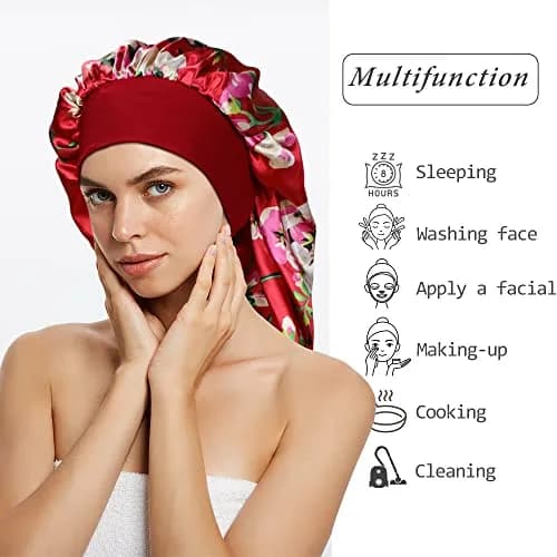 Oumrote Long Satin Bonnet for Women, Sleeping Cap for Long Hair & Braids | 78 cm (30.7 in) Length thumbnail 3
