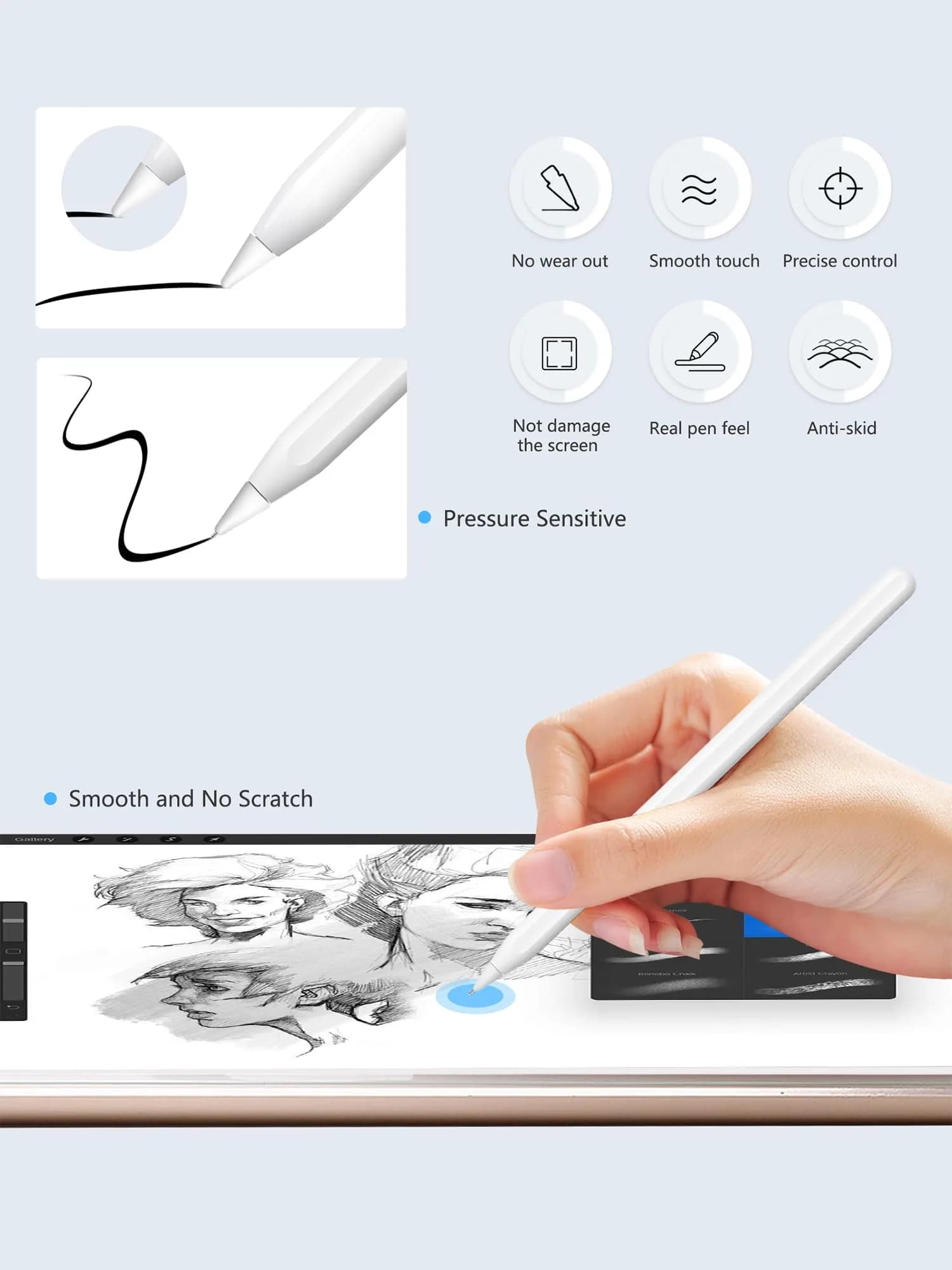 Paiholy Blue 4 Pack Pencil Tips for Apple Pencil | Precise Control Replacement Nibs (0.8mm) - view 2