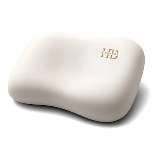 HighBeds Cervical Neck Pillow - Side Sleeper Pillow for Neck Pain Relief, Soft Ergonomic Memory Foam Pillow, Ice Silk Zipperless Cover, White thumbnail 1