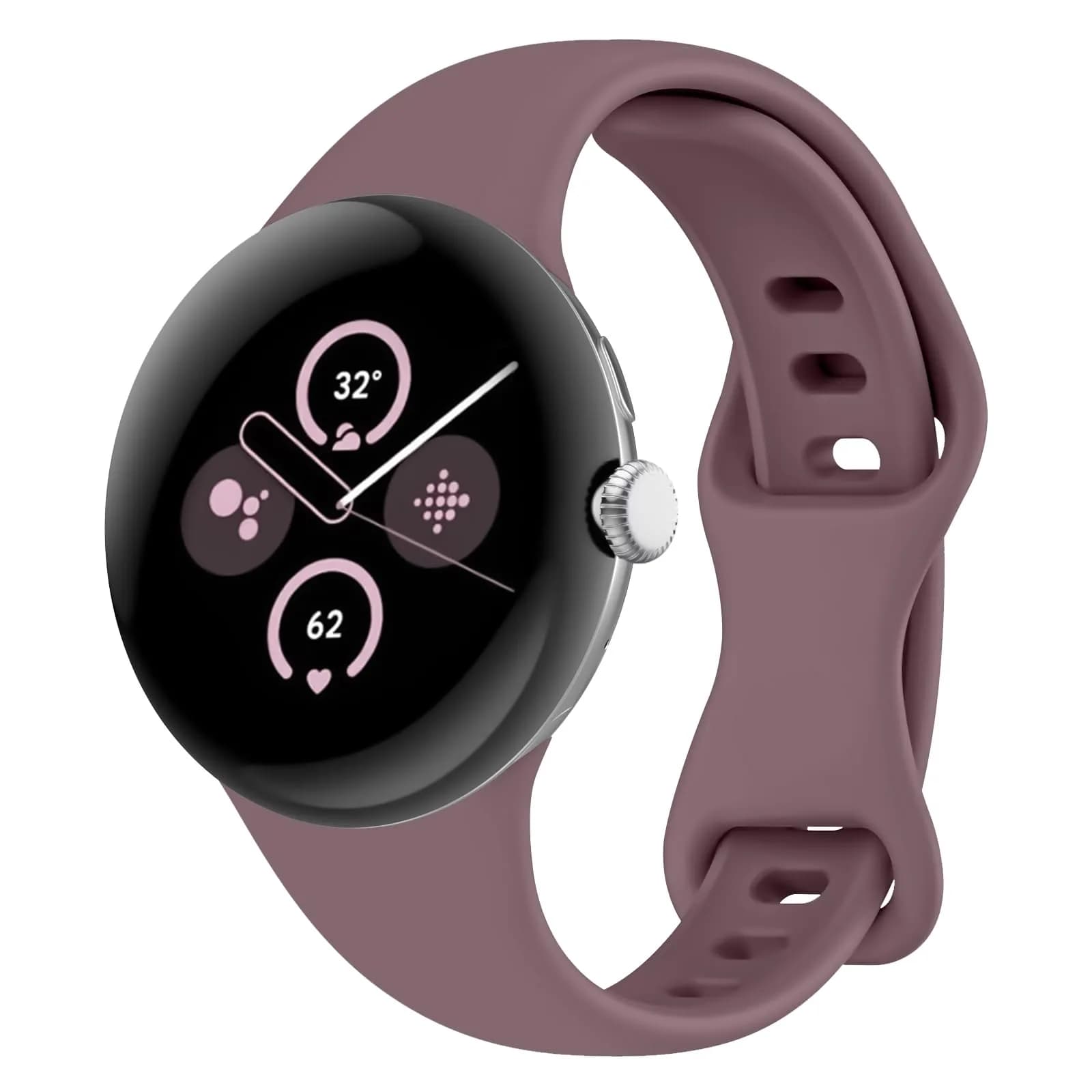 HAYONLIY Thin Slim Band Compatible for Google Pixel Watch 5/4/3 41mm | Slim, Silicone, Adjustable — Smoke Violet