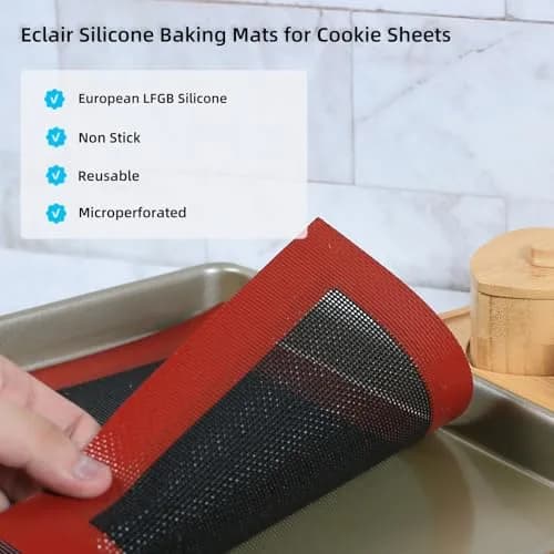 Amyandone Perforated Silicone Baking Mats for Quarter Sheet 2 Pcs | Non-Stick, Reusable, 8.3x11.8 inch, Compatible with 9x13 Cookie Sheet thumbnail 3