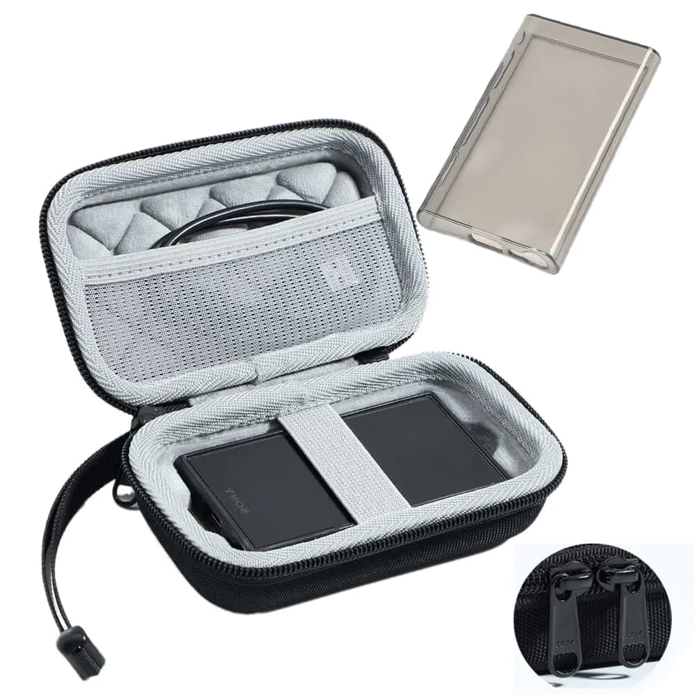 AudioPartner Hard Carrying Case & Clear Black TPU Case for Sony Walkman NW-A306 NW-A307 NW-A300 Series | 14.0 cm (5.51 in) x 8.0 cm (3.15 in) x 5.0 cm (1.97 in) - main product image