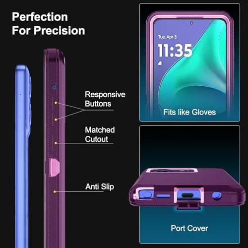 Jiunai Purple Heavy Duty Dual Layer Case for Moto G Stylus 2025/2026 (6.7-inch Display) | Shockproof Port Cover Rugged Phone Case thumbnail 5